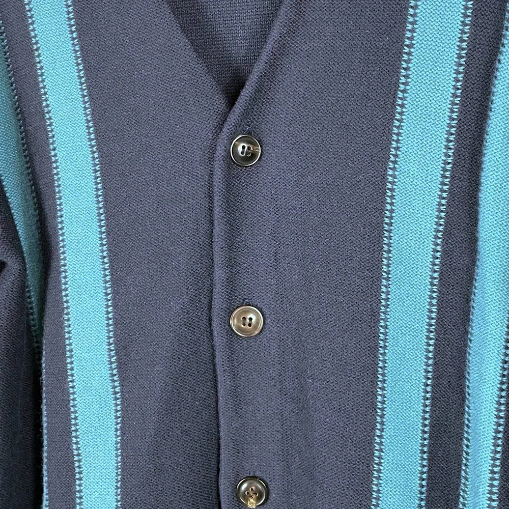 SOLD-NEW Todd Snyder Navy Blue Cardigan Sweater Vertical Stripe Button Front - Picture 5 of 8
